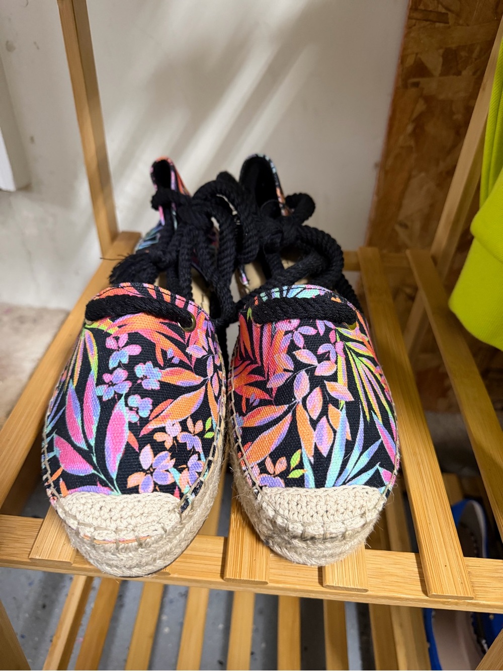 Nine West Black Canvas Espadrilles with Multicolor Floral Print